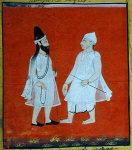 Two Wandering Moslem Faqirs (jangam) Religion Mendicants, Udaipur, c.1810-20 (kağıt üzerinde guaj) (detay) (ayrıca bkz. 136600) by Indian School