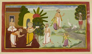 Valmiki meditasyon yapar ve Brahma onun önünde belirir by Indian School