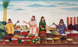Benares Sebze ve Baharat Pazarı, 1840 dolayları by Indian School