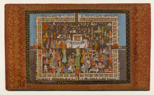 Yusuf ve Zulaykha, 1875-1900 (kağıt üzerinde opak wc ve altın) by Indian School