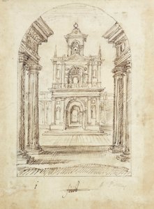 Bir saray (kağıt üzerinde kalem ve mürekkep) by Inigo Jones