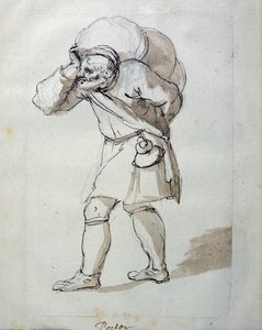 Bir hamal yüklü (kağıt üzerinde kalem ve mürekkep) by Inigo Jones