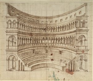 Bir amfi tiyatro (kağıt üzerine kalem ve mürekkep) by Inigo Jones
