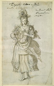 Camilla, c.1609 (kağıt üzerine kalem ve mürekkep) by Inigo Jones
