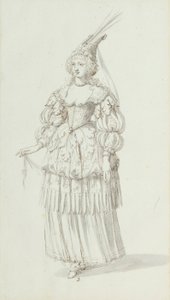 Chloris: Henrietta Maria için alternatif eskiz, c.1631 (kağıt üzerine kalem ve mürekkep) by Inigo Jones
