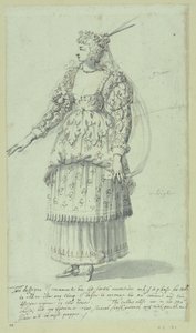 Chloris: Henrietta Maria için son taslak, c.1631 (kağıt üzerinde kalem ve mürekkep) by Inigo Jones
