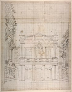 Aşk Tanrısı Sarayı, c.1619-23 (kağıt üzerine kalem ve mürekkep) by Inigo Jones
