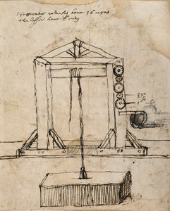 Makara kaldırma duvar şeması (kağıt üzerinde kalem ve mürekkep) by Inigo Jones