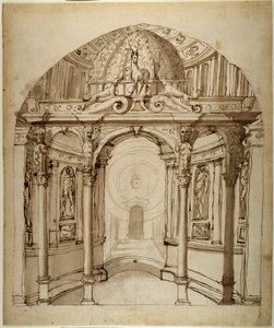 Sarayın içi, c.1611 (kağıt üzerine kalem ve mürekkep) by Inigo Jones