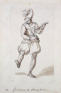 Izgaralı ve ayakkabı çekeceği olan adam (kağıt üzerinde kalem ve mürekkep) by Inigo Jones