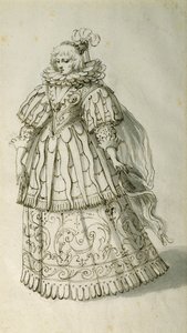 Masquer, c.1638 (kağıt üzerine kalem ve mürekkep) by Inigo Jones