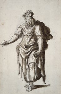 Merlin, c.1610 (kağıt üzerine kalem ve mürekkep) by Inigo Jones