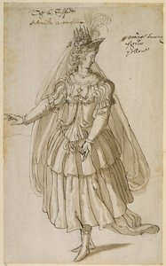 Kraliçe Artemisia, c.1609 (kağıt üzerine kalem ve mürekkep) by Inigo Jones