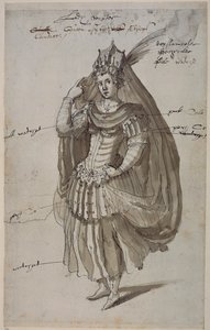 Kraliçe Candace, c.1609 (kağıt üzerine kalem ve mürekkep) by Inigo Jones