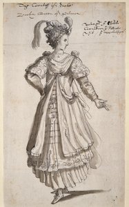 Kraliçe Zenobia, c.1609 (kağıt üzerine kalem ve mürekkep) by Inigo Jones