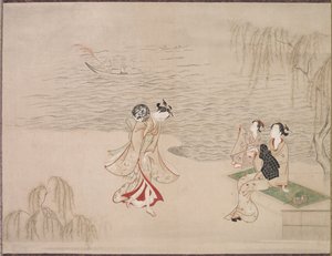 Sahildeki Güzeller, c. 1765-1792. by Ippitsusai Bunchō