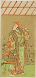 Aktör Ichikawa Komazo II, Soga no Juro Sukenari rolünde Play Kagami-ga-ike Omokage Soga'da Tilki Avcısı Kılığında, Nakamura Tiyatrosu'nda İlk Ayda Gösterilen, 1770 by Ippitsusai Bunchō