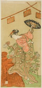 Tee c ve r Kutlama versiyonu Beyaz doktor V Oryu-Gitsune üyesi Tee Py Nue no Mori olarak 1 gece hedefi, Tee Nakamura Tee r üyesi Tee Venth kapısı th, 1770 by Ippitsusai Bunchō