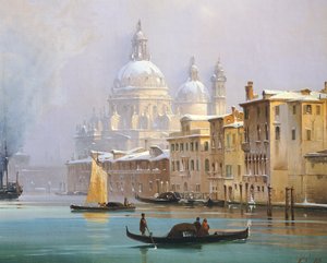 Karla Kaplı Venedik, Ippolito Caffi, tuval üzerine yağlı boya by Ippolito Caffi