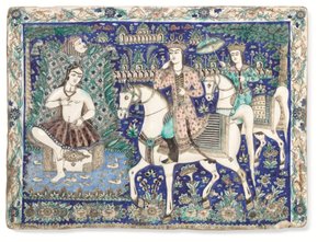 Büyük bir Qajar kalıplı ve sırlı çini, Qajar Iran by Iranian School