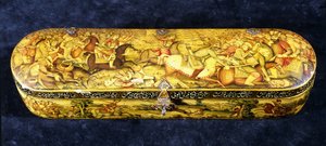 Üstü Çaldıran Savaşı ile boyanmış, kartonpiyer kalem kutusu by Iranian School