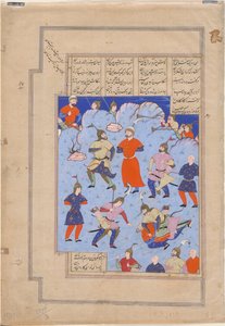 Pers kralı Kai Kavus, Hamavaran kralı tarafından esir alınır. by Iranian School