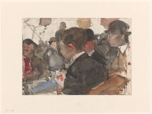 Bir kafede kağıt oynayan erkekler by Isaac Israels