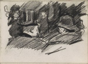 Arkadan görülen şapkalı kadın ve erkek by Isaac Israels