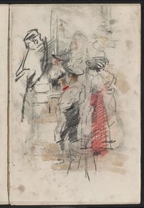 Ayakta duran erkekler ve kadınlar, muhtemelen bir tribünde by Isaac Israels