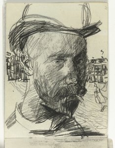 İshak İsraillilerin kendi portresi, sigara içiyor by Isaac Israels