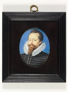 Bir Beyefendi, belki Edward Cecil, Vikont Wimbledon (parşömen üzerine suluboya) by Isaac Oliver