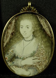 Arabella Stuart, c.1590-1615 (parşömen, altın ve cam) by Isaac Oliver