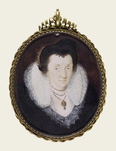 Lady Anne Bacon, c.1600 (parşömen üzerine opak suluboya ve yaldız) by Isaac Oliver