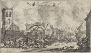 Fransız birlikleri, Nigtevecht köyünün yıkıntıları arasında yağma ve ateş ediyor, 1672 1672