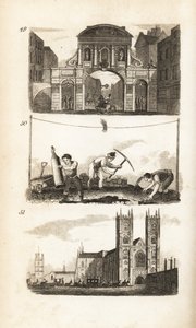 Temple Bar, Paviors ve Westminster Abbey by Isaac Taylor