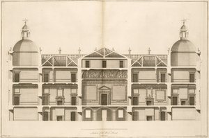 Houghton Hall: Batı cephesinin bir bölümü, Pierre Fourdrinier tarafından oyulmuş, 1735 (ayrıca bkz. 64902 ve 64903) by Isaac Ware