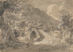 Köprü ve Ev ile Dağlık Manzara by Isaac Weld