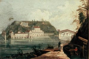 Fairmount Waterworks, W. H. Bartlett tarafından c.1835 tarihli bir gravürden sonra (tuval üzerine yağlı boya) by Isaac Williams