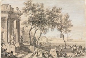 Mimari ve Figürlerle Fantastik Liman Manzarası by Isaac de Moucheron