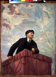 Vladimir Lenin'in (Lenin) portresi (1870-1924), Rus politikacı ve devrimci kürsüde. 1927. Isaak Izrailevich Brodsky (Brodsky) (1884-1939) tarafından yapılan resim. Saint-Petersburg, Rus Müzesi.