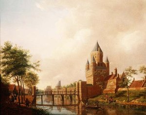 Arka planda Grote Houtpoort (Büyük Geçit) ile Haarlem