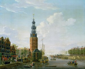 Oudeschans üzerinde Montelbaanstoren ile Amsterdam manzarası, 1777