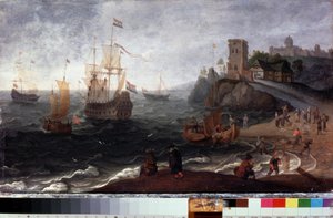 Sahilde balık pazarı (deniz kıyısında balık pazarı). Isaac Willaerts