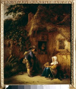 Bir köylü evinin önünde konuşma. Isaac Van Ostade