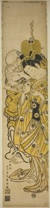 genç kadın ve hotei by Ishikawa Toyonobu