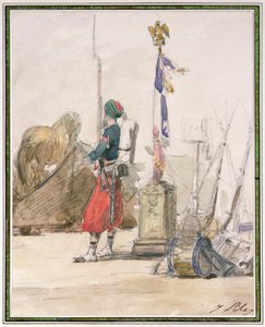 Muhafızdaki Asker (suluboya ve kurşun kalem) by Isidore Pils
