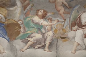 Melekler, müzisyen melekler ve puttolar, ebedi Baba ile Cennet detayı, c.1623-34 (3496185 detayı)
