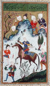 Ms B-284 fol.50b ದಿ ಕಿಂಗ್ಸ್ ಹಂಟ್, ದಿವಾನ್‌ನಿಂದ ಹುಸೇನ್ ಬೇಕಾರ, c.1540 ಟರ್ಕ್ by Islamic School