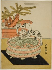 Japon Balığında Kedi Pençesi by Isoda Koryusai