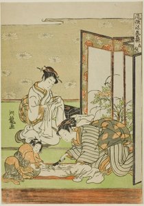 "Modaya Uygun Başarılar Koleksiyonu (Furyu shogei zukushi)" serisinden Kesme ve Dikiş (Tachinui) by Isoda Koryusai